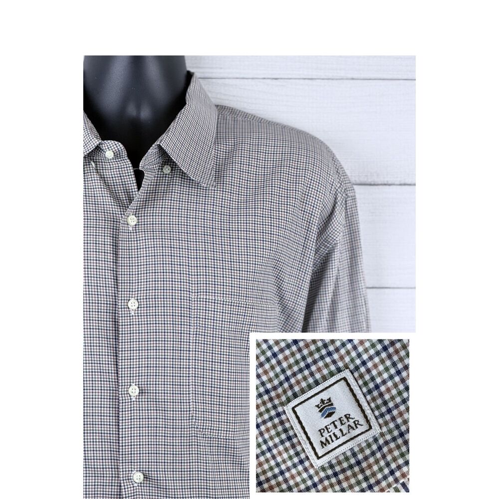 Peter Millar Check Button Up 2XL Casual Shirt
